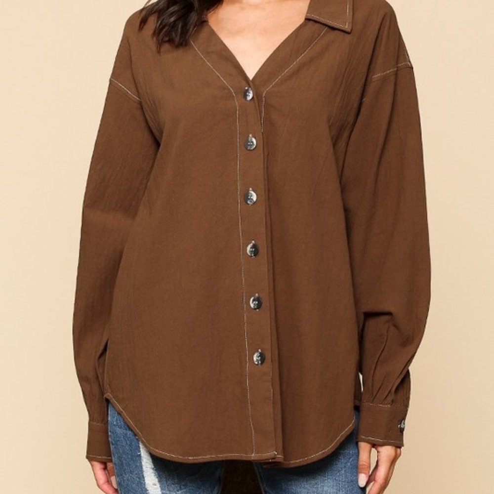 Oversized button down tunic shirt